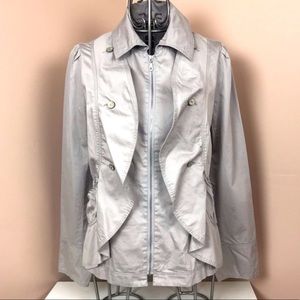 Renuar cotton ruffle light jacket grey zip motto